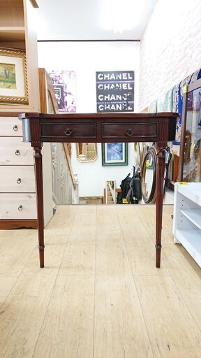 アンティーク家具 コンソールテーブル 引出し2個付き 4本脚 検）ロイズ アンティークス■幅80cm×奥行34cm×高さ73㎝■近隣配