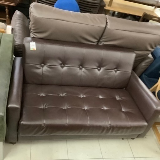 2人掛けソファー　合皮　ダークブラウン