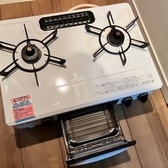 リンナイ2口グリル付ガスコンロ/ガステーブル 白 都市ガス