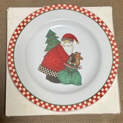 【新品 未使用】アンティーク クリスマス お皿 サンタさん 雪だるま 2枚セットの画像