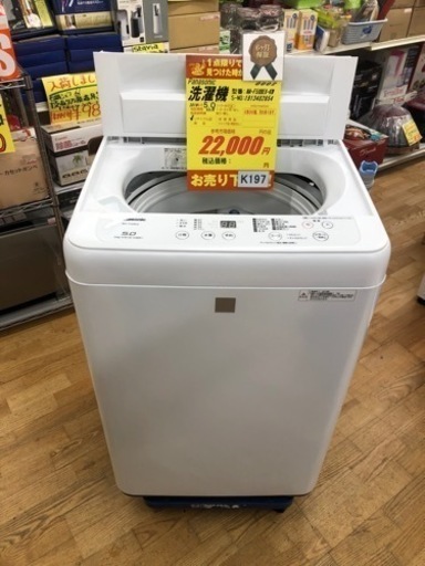 K197★Panasonic製★2019年製5.0㌔洗濯機★6ヵ月間保証付き★近隣配送・設置可能
