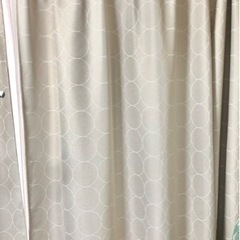 遮光オーダーカーテン グレー 丸柄 アジャスターフック付き☆