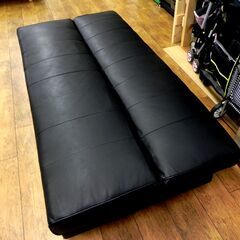 2.5人掛け 合皮 ソファベッド 黒/ブラック 幅179×奥78×高