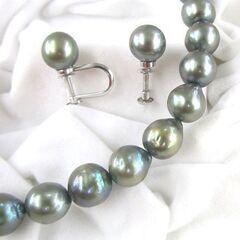黒真珠 ネックレス &イヤリング セット パール 8ｍｍ バロック シルバー 札幌市北区屯田