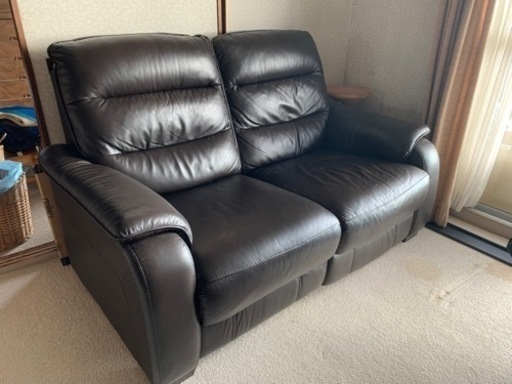 ソファ　ダークブラウン　合皮