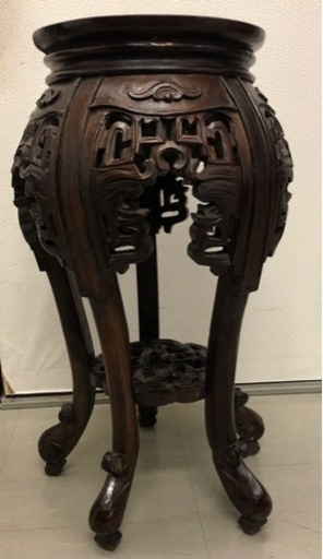 バリ島製スツール　花台　透かし彫り　中古