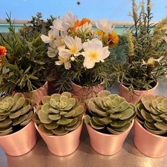 フェイクグリーン10種+植木鉢19個
