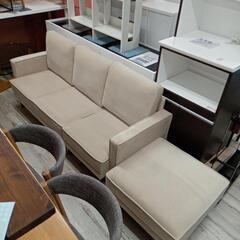 ★ベルベット調 3人掛けカウチソファ スチール脚 展示品！💳自社配送時🌟代引き可💳※現金、クレジット、スマホ決済対応※   の画像