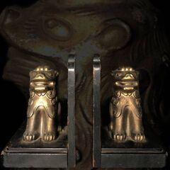 🔷🔶🔷ut5/37　アンティーク　アルミ製　獅子像　ブックエンド...