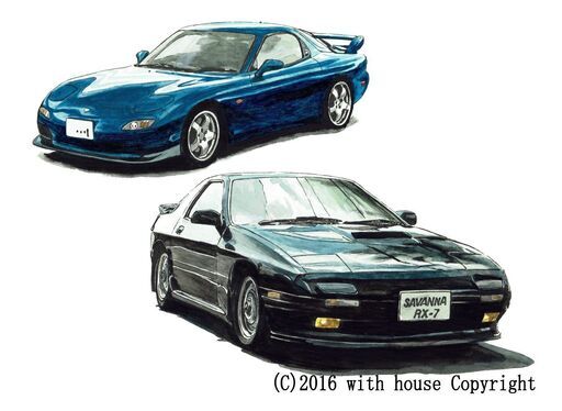 NC-302 マツダ サバンナRX-7 限定版画 直筆サイン有 額装済 作家 平右ヱ門