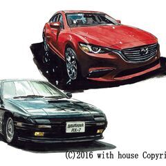 NC-122 マツダRX-7 限定版画 直筆サイン有 額装済 作家 平右ヱ門