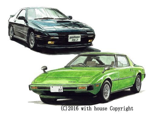 NC-310 マツダ サバンナRX-7 限定版画 直筆サイン有 額装済 作家 平右ヱ門