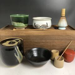 🔷🔶🔷ut5/12　茶道具セット　在銘　茶碗 水指 建水 棗 茶...