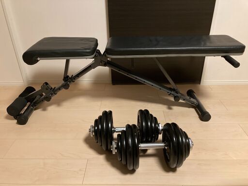 4Wayアジャスタブルベンチ、ダンベル60kg(片手30kg×2個)セット