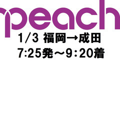 飛行機 航空券 1/3 福岡～東京成田 7:25発～9:20着 