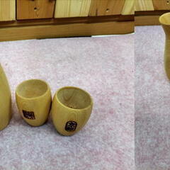 未使用　ひのき酒器　酒器3点セット　京都産ひのき　徳利　御猪口　の画像