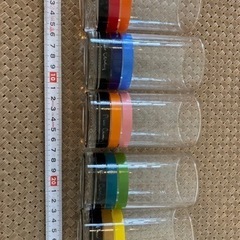【USED】☆ピエールカルダン☆スリムグラス５個セット☆カラフル☆お洒落☆昭和レトロの画像
