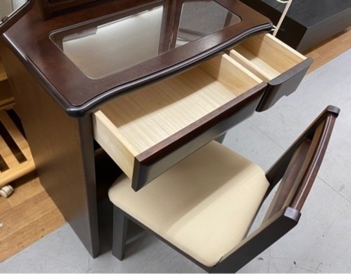 R506 NITORI 三面鏡ドレッサー、椅子・ライト・コンセント付 USED・美品