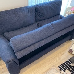 【美品】ダークブルー 3人掛けソファ ファブリック 美品】ダークブルー 3人掛けソファ ファブリック 美品】ダークブルー 3