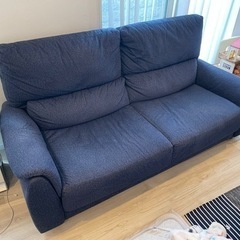 うんこちゃん購入品 3人掛けソファー ダークブルー 中古 2年使用 美品