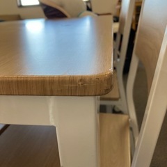 【中古品】ダイニングテーブル チェア ホワイト 木目 j12-47の画像