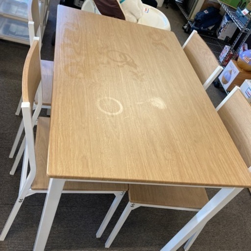 【中古品】ダイニングテーブル チェア ホワイト 木目 j12-47