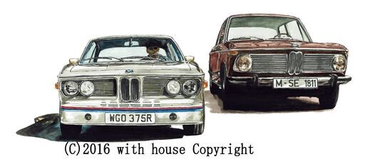 GC-291 BMW2002/CSL 限定版画 直筆サイン有 額装済 作家 平右ヱ門