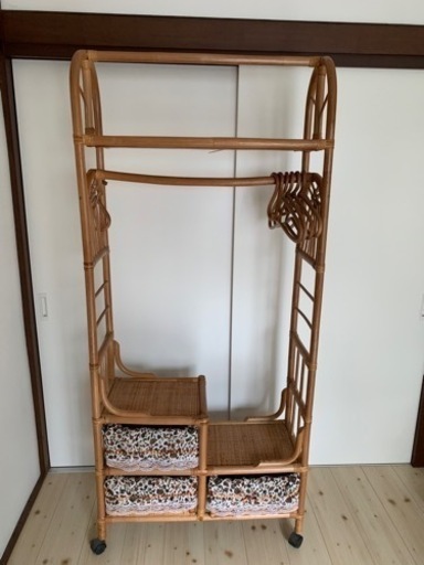 ラタン　ハンガーラック　洋服収納