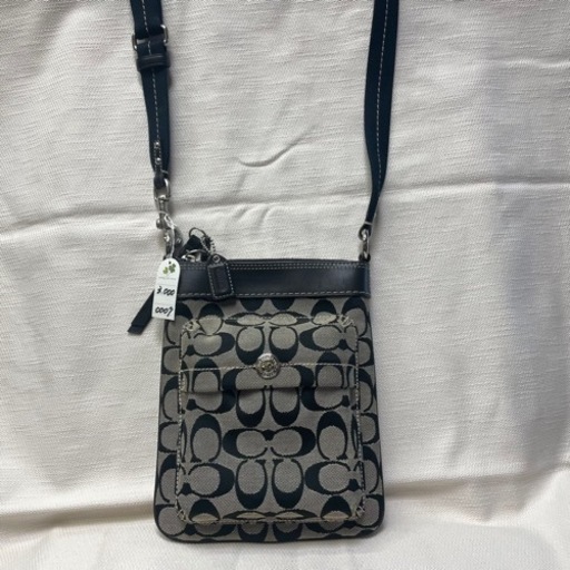 【美品 激安】0007 COACH SIGNATURE(コーチ シグネチャー)  ミニショルダーバッグ ポシェット 黒 ブラック系