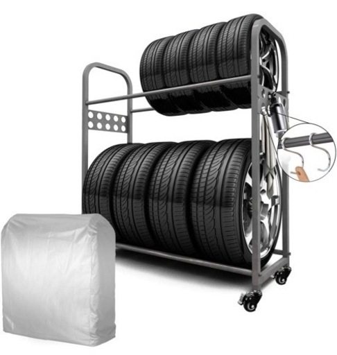 【新品　未開封】タイヤラック　2段　カバー付き