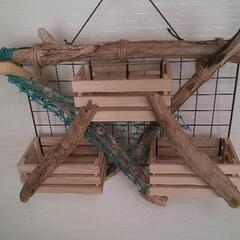 ③壁掛け観葉植物ポット/小物入れ 流木アレンジの画像