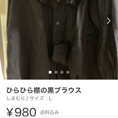 真っ黒　ひらひら襟のブラウス