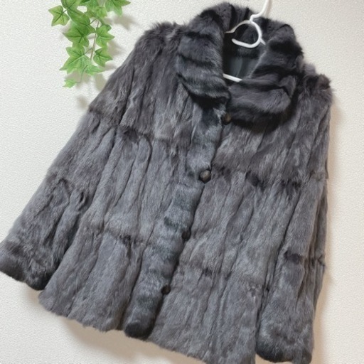 【noa-ge】ロシアリス　シルク100%　リバーシブルファーコート ブラック