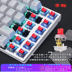 e元素ゲーミングキーボード 赤軸81キーアンチゴーストキー メカニカル式ゲーム用キーボード RGB発光LEDバックライト付き USB有線高速反応 防水ゲーム用パソコンキーボード (赤軸，ホワイト) の画像