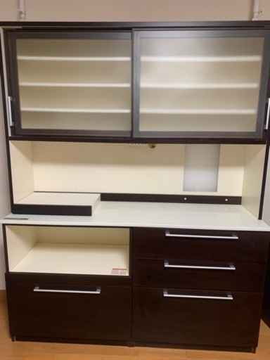 大容量　食器棚　ダークブラウン