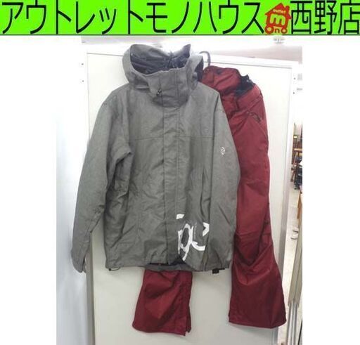 スノーボード/スキーウェア レディース Mサイズ fournines グレー×エンジ 上下 2点 セット スノボ ウィンタースポーツ 札幌 西野店