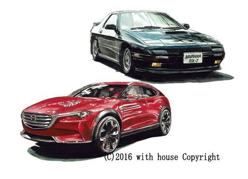 NC-311 マツダRX-7/クロスオーバー 限定版画 直筆サイン有 額装済 作家 平右ヱ門