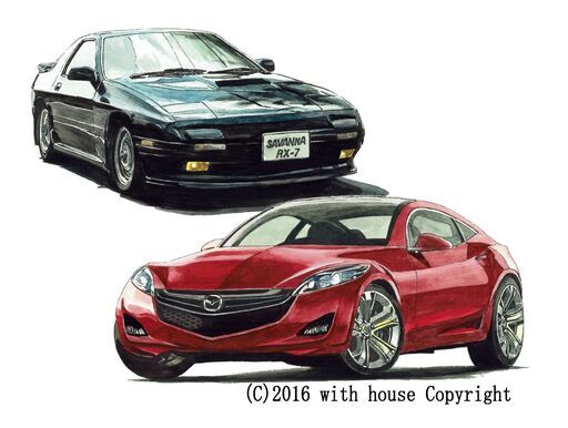 NC-312 マツダサバンナRX-7 限定版画 直筆サイン有 額装済 作家 平右ヱ門