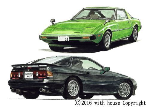NC-314 マツダサバンナRX-7 限定版画 直筆サイン有 額装済 作家 平右ヱ門