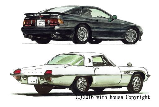 NC-315 マツダコスモスポーツ/RX-7 限定版画 直筆サイン有 額装済 作家 平右ヱ門