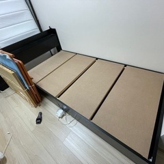 シングル　ベッド　200×100cm 棚・コンセント付収納ベッド...