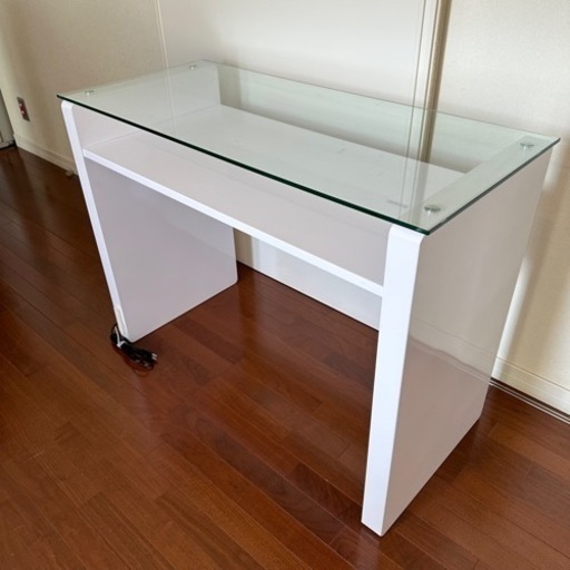 ネイルデスク 2口コンセント付 ガラス天板
