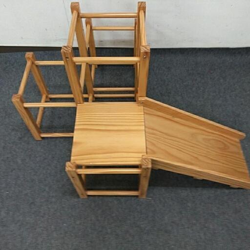 木製ジャングルジム 滑り台付き