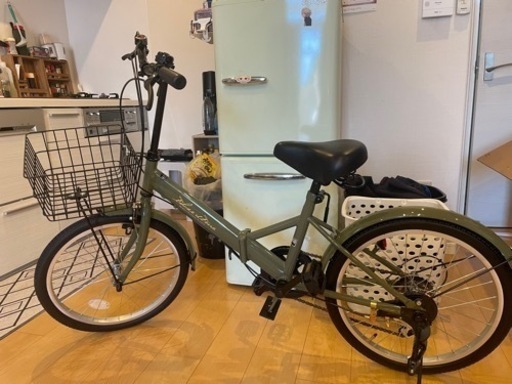 20インチ　折り畳み自転車　変速ギア　カゴつき