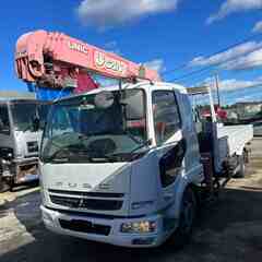 【車検付き】三菱ファイター　ユニック　4段クレーン　リモコン付き　4トン　トラック　型式PDG-FK61F　走行距離11万km　平成22年式の画像