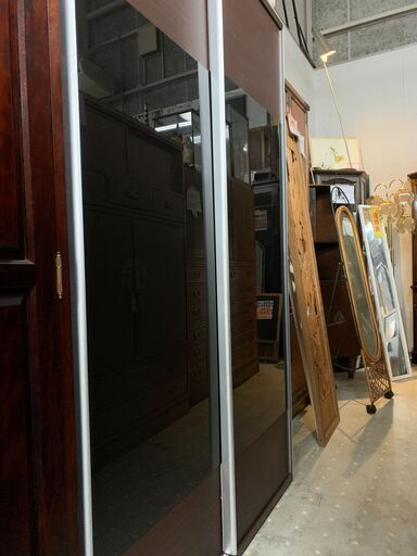 ◎スライドガラス扉ワードローブ　重量あり　2階以上・メゾネット配達不可　キズあり◎