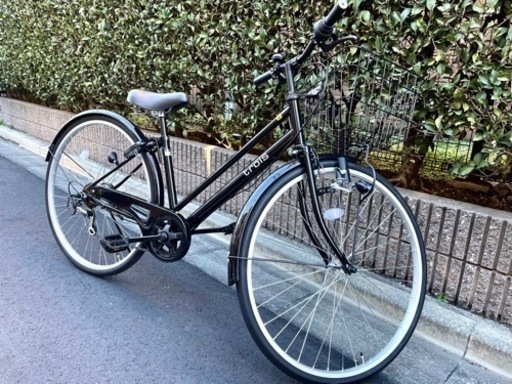 【引き取り限定】　自転車本体　27インチ　ママチャリ　6段変速ギア トロワ ブラック　通学