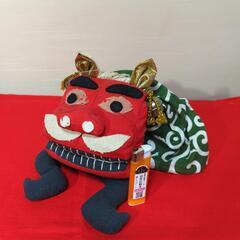 10/1ご予約）　ハンドメイド　昭和の獅子舞　古布　クテっと座ります。