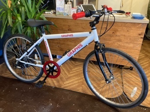 【前後タイヤ新品！】6段変速　24インチクロスバイク　ホワイト