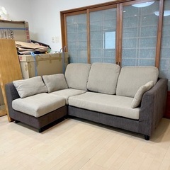 【美品‼️】ニトリ 190cm幅3人掛けカウチソファ 布製ツート...